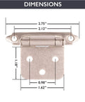 Dimensions of Self Closing Cabinet Hinges Satin Nickel 50 Pack for Three Eighths Inch Inset Variable Overlay Kitchen Cabinet Doors