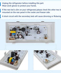 LED Refrigerator Light Replacement W10515058 circuit board and components in rectangular white housing.