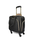 Chelsea Chevron Quilted Underseat Carry On Luggage Black With Gold Accent Zippers And Slick Four Wheel Spinner 17 Inch