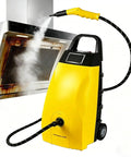 Heavy Duty 3000W Dual Function Steam Cleaner With 6 Accessories And Large 3.5L Tank for grease removal on a kitchen hood.
