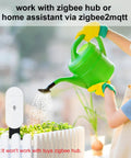 Child watering plants with a green can, Intelligent Soil Moisture Sensor 3 Pack With Capacitive Probes, Zigbee Hub Required inset