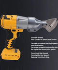 Heavy Duty Electric Metal Shears With Variable Speed Control And 360 Degree Rotating Head, showcasing variable speed and easy control design.