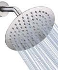 Ultra Thin Rain Shower Head With High Flow Stainless Steel, 8 Inch Brushed Nickel Finish, easy-clean nozzles, water streaming
