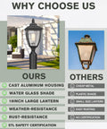 Comparison of Outdoor Post Lanterns Dusk To Dawn Exterior Lamp Post Light With Pier Mount Base vs. competitor