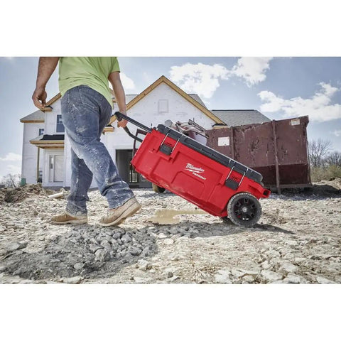 Rolling Chest Tool Packout System On Wheels For Quick Transport And Massive Storage 48 22 8428 in use at a job site