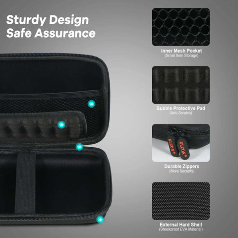 Open view of Heavy Duty Rugged Hard Shell Carrying Case For Gps Navigator External Hard Drive and Portable Tech Gear showcasing inner mesh pocket and bubble pad.