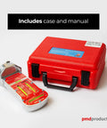 Pro Grade Magnetic Camber Caster And KPI Alignment Gauge With Bullseye Bubble Vials for Dead On Wheel Geometry Tuning in red case.