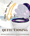 Washable Universal Toilet Seat for Bathroom with soft close feature, shown in an open position on a toilet.