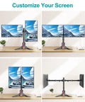 Dual Monitor Stand For 13 To 27 Inch Screens, Free Standing Full Motion Desk Mount With Boss Level Adjustability in use