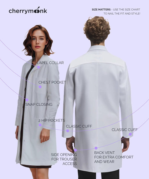 Unisex Lab Coat With A Roomy Workwear Cut That Fits Over Clothes Perfect For Men And Women Size M Recommended If Between Sizes