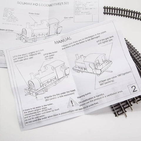 Instruction manual for 1/50 HO Live Steam Locomotive Model With Oscillating Steam Engine Kit For Adults Fun Hands On Train Model Kit