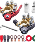 4 Way Battery Terminal Clamp Connectors Kit, Quick Release Car Battery Terminals for SAE and JIS Type A Posts, 2 Pack