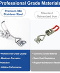 Comparison of Heavy Duty Toggle Clamp Kit With 304 Stainless Steel Construction and galvanized iron alternative.