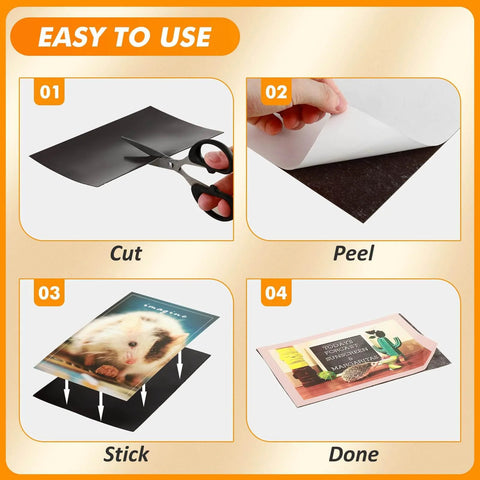 Step-by-step use of Adhesive Magnetic Sheets 12 By 16 Inches, 20 Mil Thick, 12 Packs Flexible Magnetic Paper Sheets