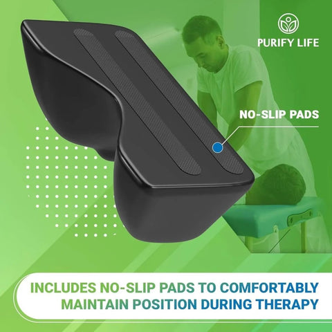 Suboccipital Release Tool For Pivotal Therapy And TMJ Device with no-slip pads on therapy table
