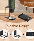 Compact Portable Coffee Maker Stand With Foldable Base For Nano Espresso Machines on table showing folding mechanism.