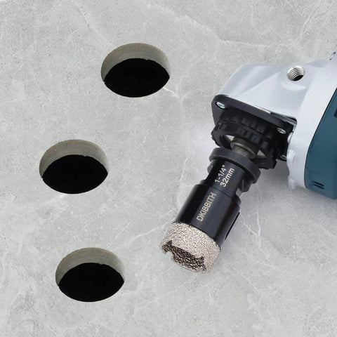 Heavy Duty Pro Grade 1-1/4 Inch Diamond Core Drill Bit for dry or wet tile cutting on gray stone with clean holes