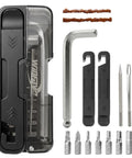 Compact Bike Repair Tool Kit With Flip Case L Ball End Hex Wrench 7 S2 Bits Tire Levers Tubeless Tire Plug Strips shown
