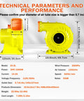 Heavy Duty 2HP Inflatable Air Blower For Big Bounce Houses Heavy Hitter Commercial Fan Pump with technical parameters image.