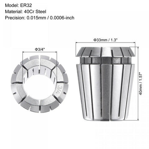 ER32 Spring Collet For CNC Milling Lathe And Engraving Machines Three Quarter Inch Clamping Diameter Made From 40Cr Steel