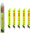 Bi Metal King Cut Fire Rescue And Demolition Reciprocating Saw Blade 6 Inch Length Three Quarter Inch Width 0.35 Inch Thickness Straight Blade 10 14 TPI 5 Pack Heavy Duty