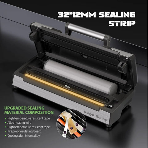 Open All In One Vacuum Sealer With 90Kpa Power For Dry Or Moist Food showing sealing strip and compartments