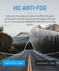 Clear Anti Fog Safety Glasses With UV400 Protection, Anti Scratch Lenses, demonstrating anti-fog feature over mountain road