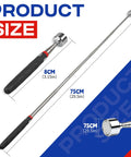 Telescoping Magnetic Pickup Tool 40 Lb Pull Heavy Duty with 30 Inch Reach, non-slip grip, showing size dimensions