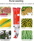 Double Hole Fertilizer Seeder And Adjustable Manual Planter For Garden Use, tool surrounded by various seeds and crops