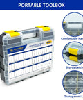 1699 Piece Aluminum Steel Pop Rivets And Washers Kit With Double Sided Storage Box featuring handle and latch