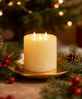 Extra Large 6x6 Flameless Candles With Three Wicks Battery Operated LED Pillar Candles With Remote And Timers Real Wax Ivory