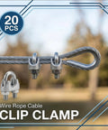 20 Pcs One Eighth Inch Wire Rope Clamp Clips Heavy Duty Workhorse M3 Galvanized Cable Clamps on wire loop