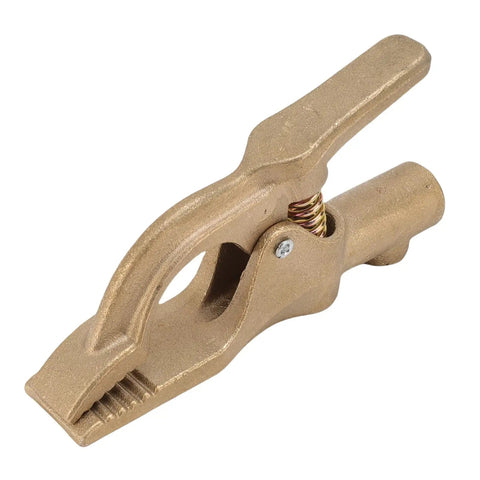 Heavy Duty Brass Shaped Welding Ground Clamp 300 Amp For Shipyard Auto Jobs With Super Grip Earth Cable Clip, detailed view showing strong grip and solid construction.