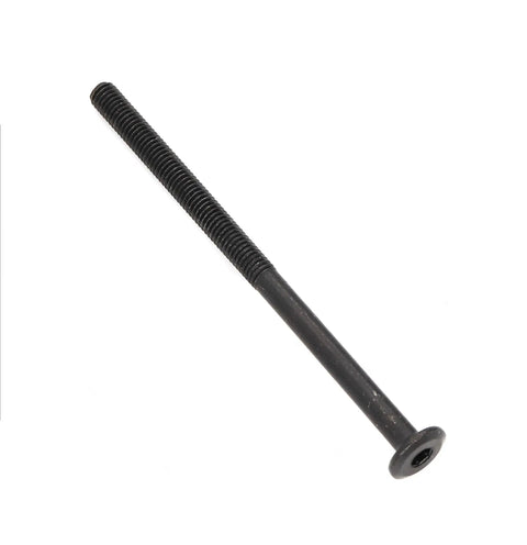 Trusted M6 X 85 Millimeter Allen Head Furniture Bolt Kit With Tight Grip Barrel Nuts And Included Hex Wrench for crib assembly, black bolt shown.