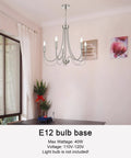5 Light Brushed Nickel Farmhouse Chandelier Candelabra Style Modern Pendant Lighting For Living Room Kitchen Island Foyer