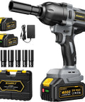 Half Inch Cordless Impact Wrench Delivers Up To 738 Foot Pounds Of Torque For Tough Bolts And Rusted Nuts Beast Mode Power For Car Tires Trucks SUVs RVs And Heavy Duty Garage Maintenance, with batteries and sockets