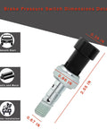 Side view brake pressure switch for Polaris vehicles, with metal threaded end and black plastic sensor housing.