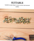50 Pack Of Straight Up Solid Iron Captive Nut Fasteners With Top Shelf License Plate Screw Retainer Clips on a wooden surface.