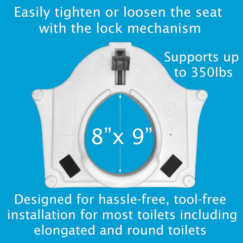 Solid White Raised Toilet Seat With Easy Grip Handles And Heavy Duty Armrests Adding Four Point Five Inches For Smooth Morning Moves Built Tough For Round Or Elongated Bowls Delivering Dead Simple Daily Comfort