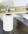 Two Pack Gate Guide Rollers With L Bracket For Sliding Gates 40mm Nylon Rollers With Sealed Ball Bearings installed on gate