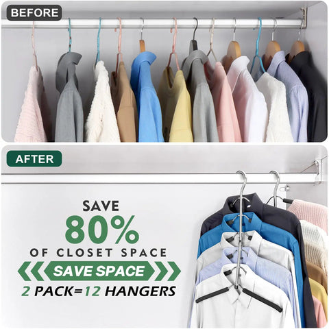 Multi Level Space Saving Closet Hangers With Plush Non Slip Foam Coating And Heavy Duty Black Steel Arms Hang Tight To Your Favorite Knits And Tees Without Shoulder Indents While Maximizing Rack Real Estate