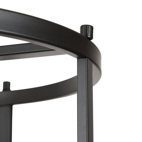 Close-up of durable metal frame on Black Semi Flush Mount Ceiling Light With Dope Modern Farmhouse Drum Cage Design For Kitchen Hallway