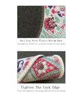 Non Slip Round Furniture Pad For Hardwood Floors With Printed Fabric Top Durable Polyester 0.23 Inch Thick Keeps Furniture From Sliding And Scratches, showing anti-slip bottom and edge stitching detail.
