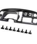ECOTRIC dash bezel for Dodge Ram 1998–2002; black plastic instrument cluster panel with air vents and mounting clips