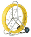 Beefy Heavy Duty Fiberglass Duct Rodder 8mm By 150m 492ft With Wheel Stand, Yellow, for Pipe Runs and Cable Pulling.