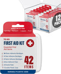 First aid kit, 12-pack with 42 items per kit in a durable plastic case