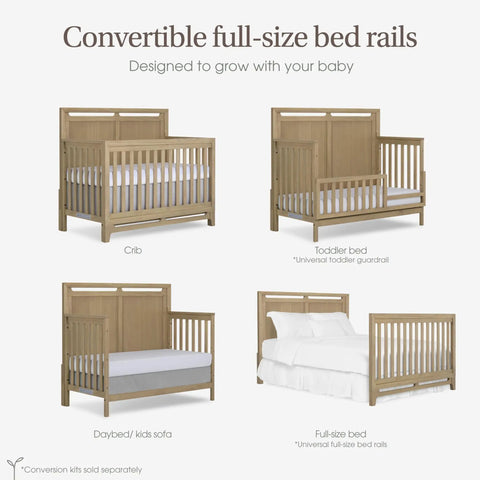 Full Size Bed Conversion Rail Kit For Bradford Convertible Cribs Durable Pinewood Rails with multiple bed stages