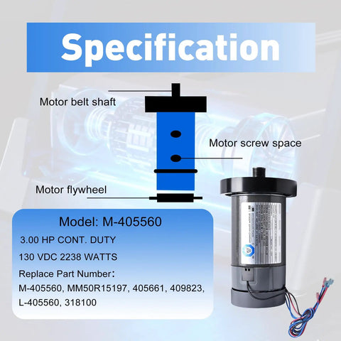 DC Drive Treadmill Motor With Flywheel 3.0 HP 130 Vdc 2238 Watts Replacement For NordicTrack And ProForm specifications