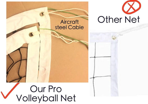 All Weather Outdoor Volleyball Net Beefy Heavy Duty For Backyard Beach Or Poolside Play Regulation 32x3 Feet aircraft steel cable comparison