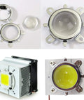 Components of Beefed Up Aluminum Heatsink Cooling Fan With 44mm Lens 60 Degree Beam For 50W To 100W LED Chips DIY Projector